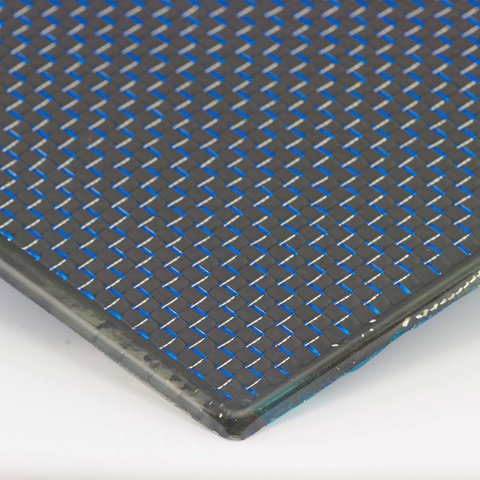 Carbon CFK Platte Leinwand blau - 0,5mm 495x495mm