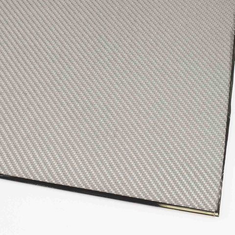 Carbon CFK Platte Alutex silber - 2mm 495x495mm